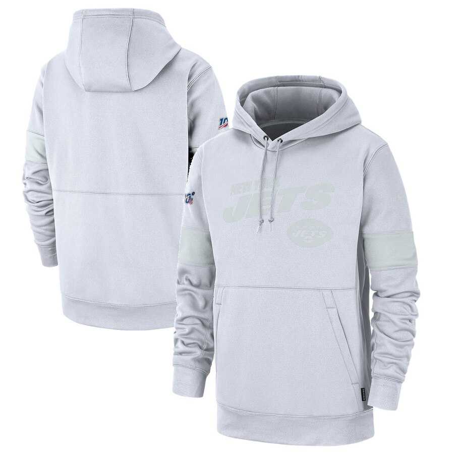 New York Jets Nike NFL 100TH 2019 Sideline Platinum Therma Pullover Hoodie White,We sell and wholesale New York Jets Nike NFL 100TH 2019 Sideline Platinum Therma Pullover Hoodie White on line form chian!